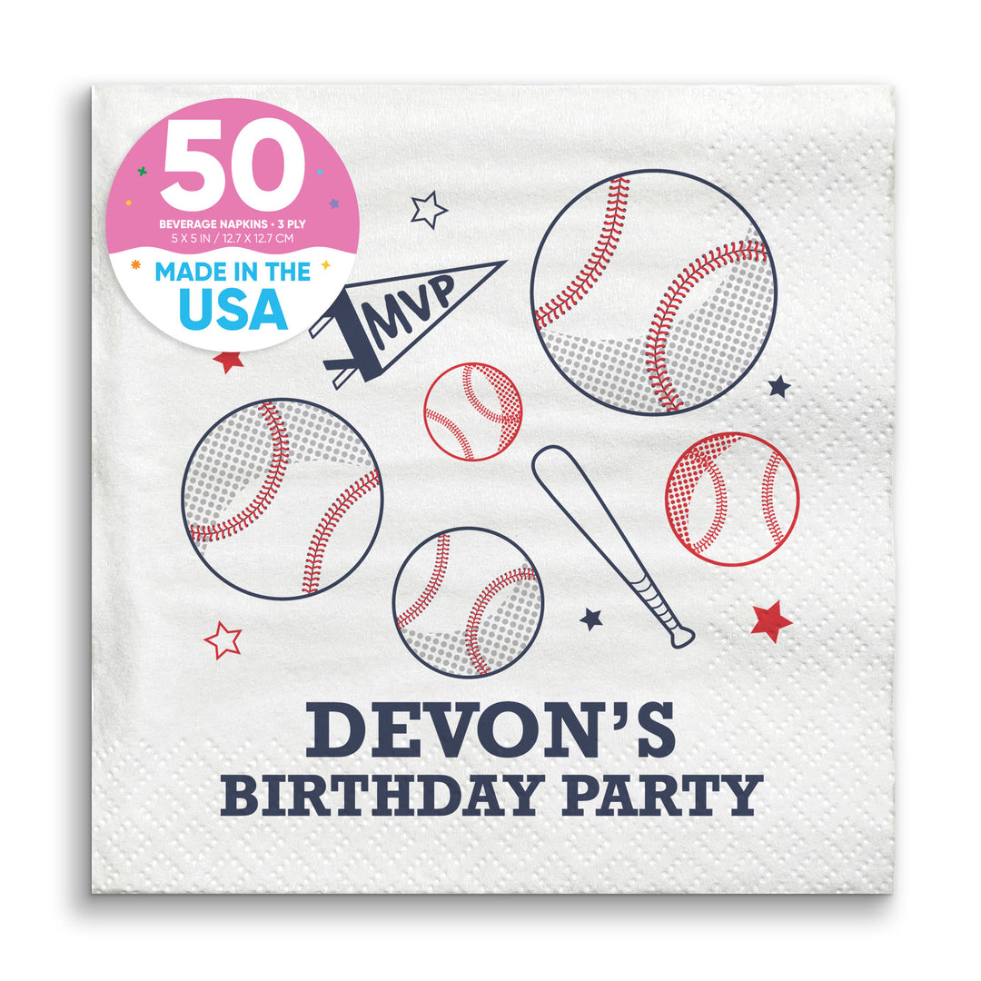 Custom Text Napkins - Baseball