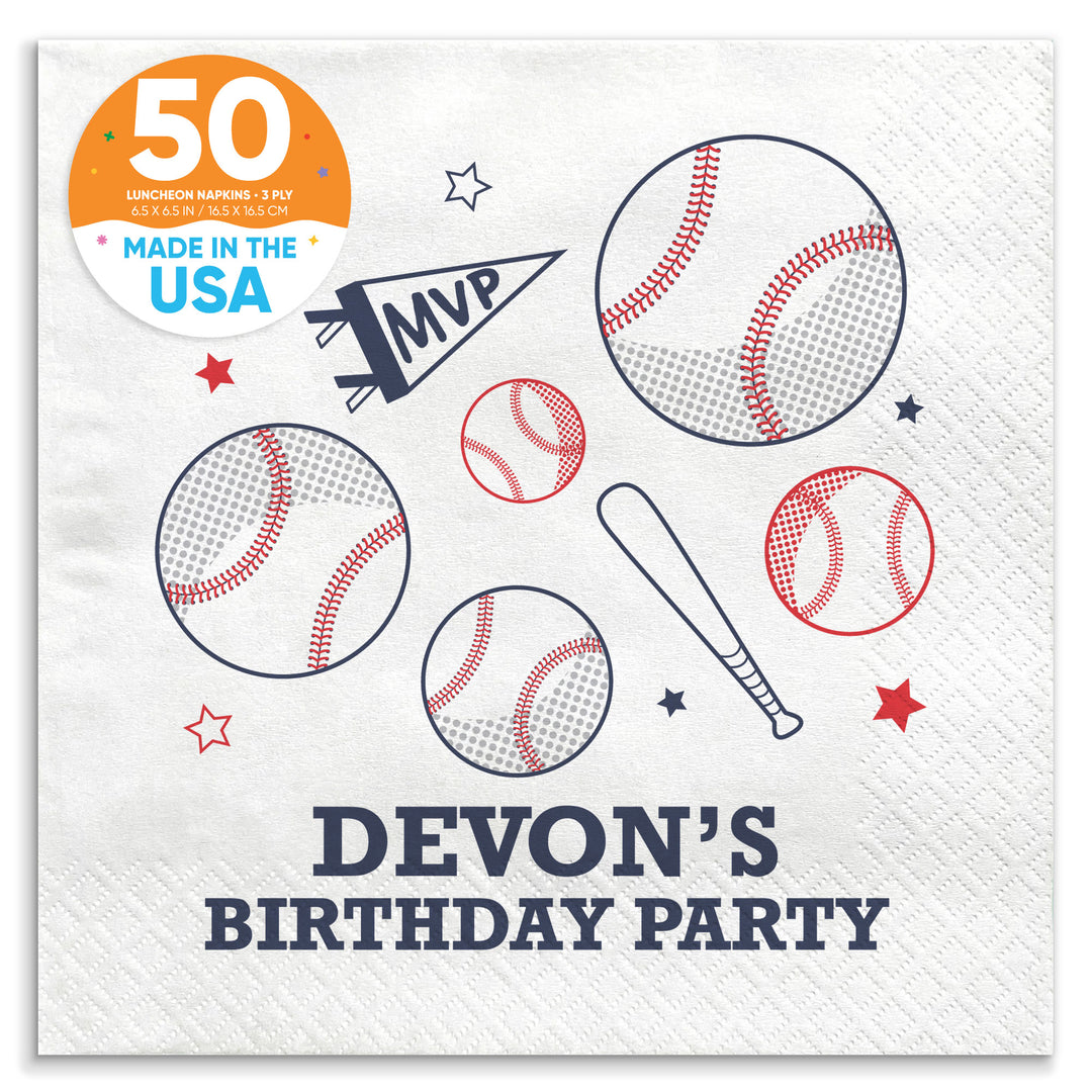 Custom Text Napkins - Baseball