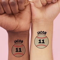 Custom Text Baseball Temporary Tattoos - 12 Ct