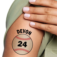 Custom Text Baseball Temporary Tattoos - 12 Ct
