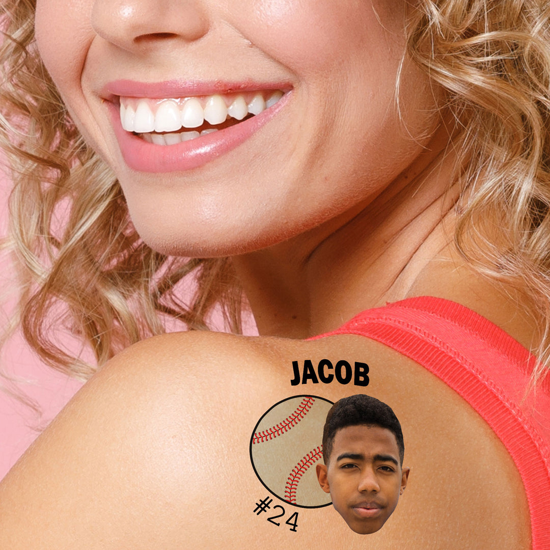 Custom Photo Baseball Temporary Tattoos - 12 Ct