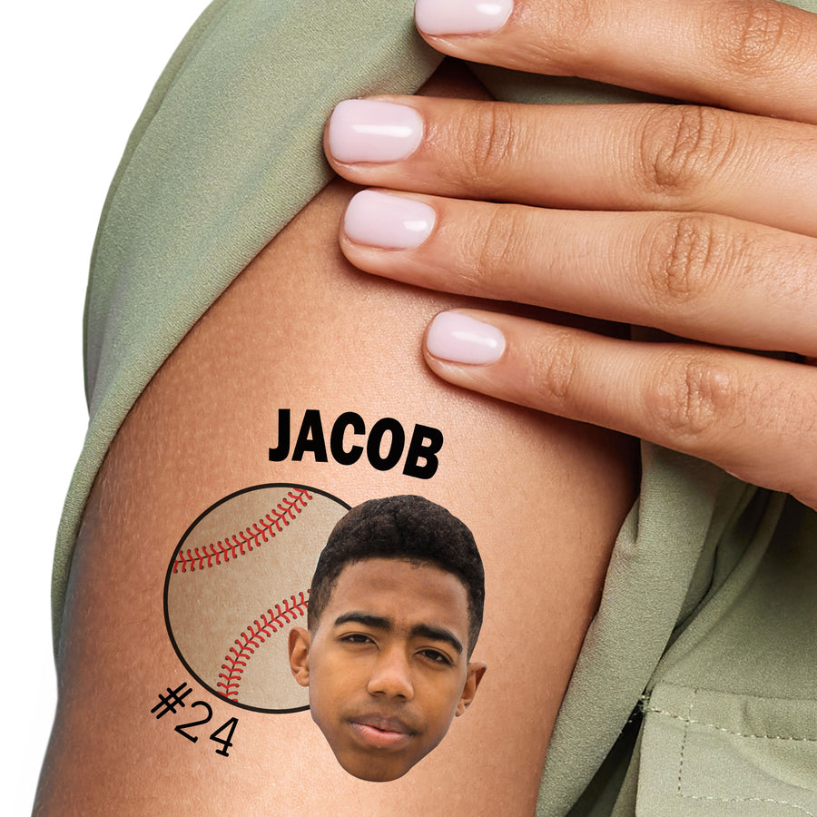Custom Photo Baseball Temporary Tattoos - 12 Ct