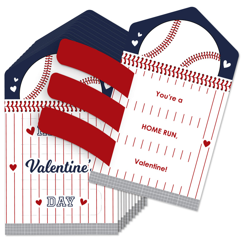 Batter Up - Baseball - Cards for Kids - Happy Valentine’s Day Pull Tabs - Set of 12