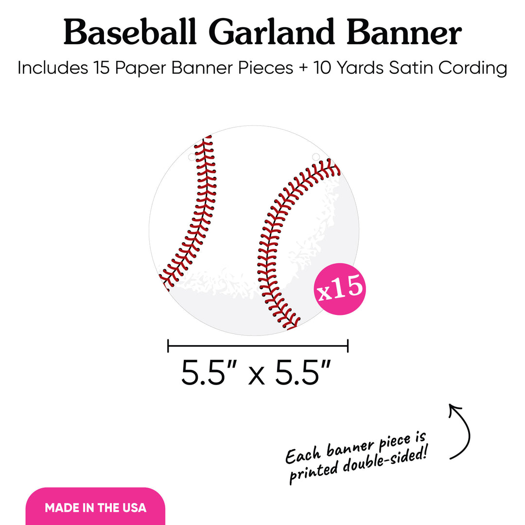 Baseball Garland Banner - 15 Pc