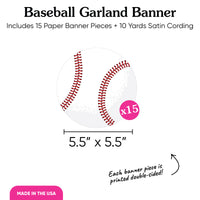 Baseball Garland Banner - 15 Pc
