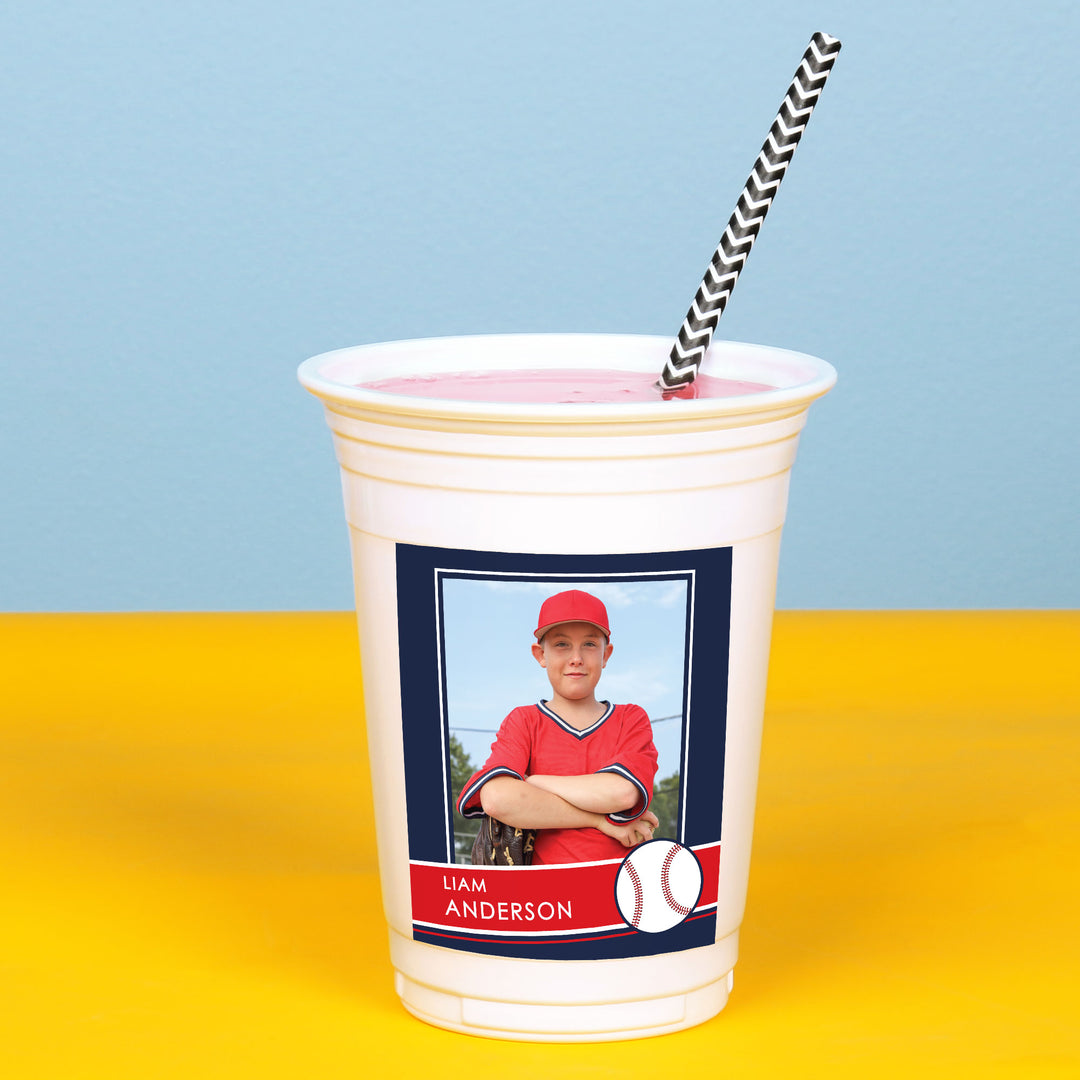 Custom Photo Party Cups - Baseball - 16 Ct