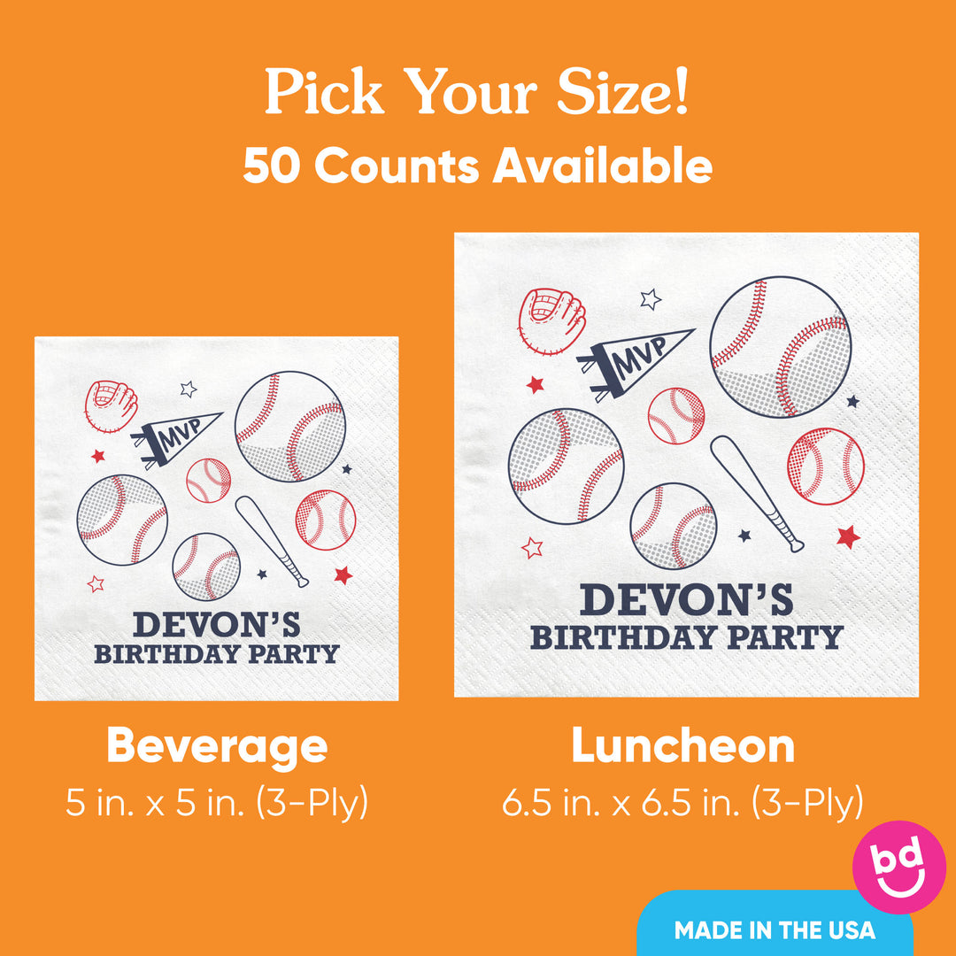 Custom Text Napkins - Baseball