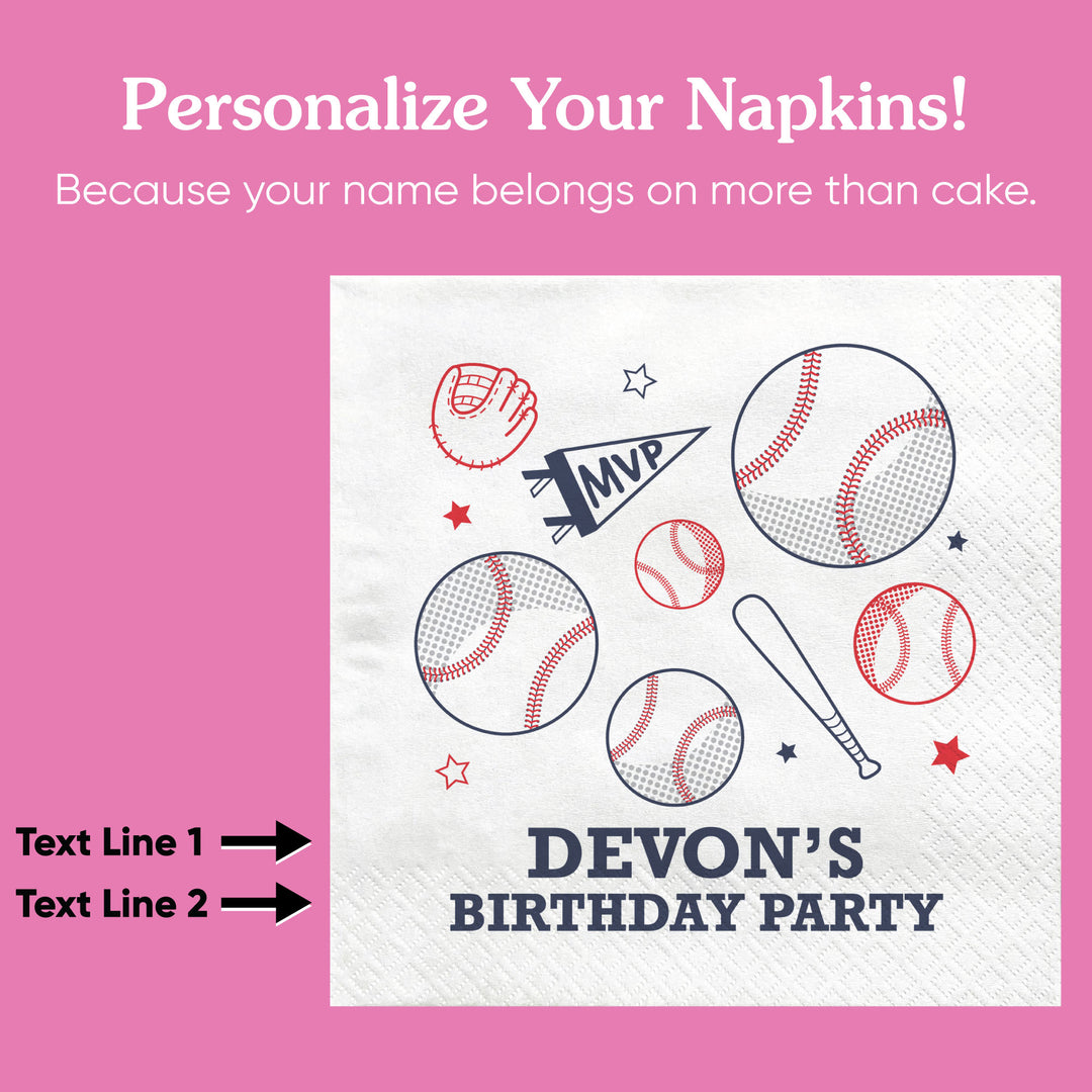 Custom Text Napkins - Baseball