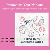 Custom Text Napkins - Baseball