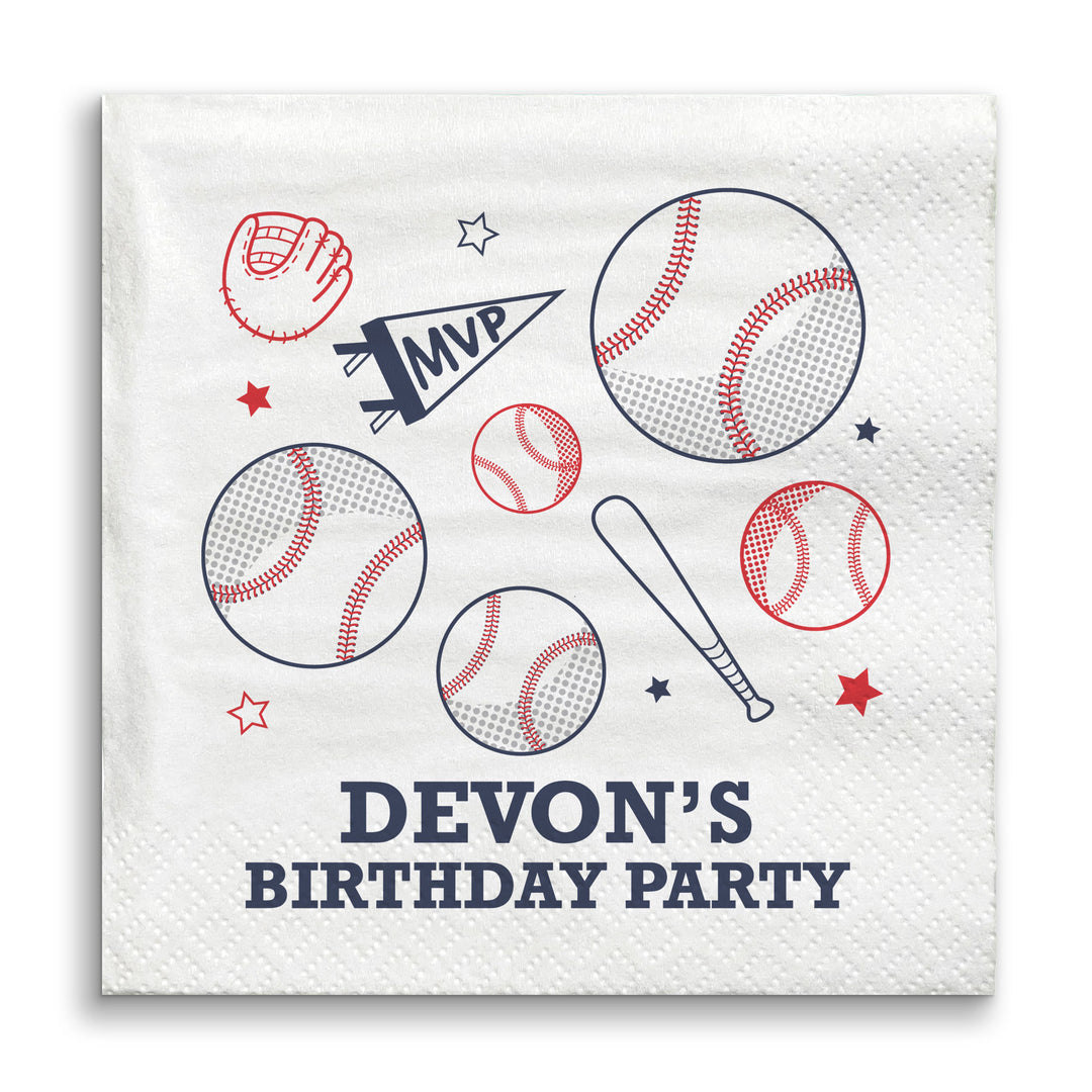 Custom Text Napkins - Baseball