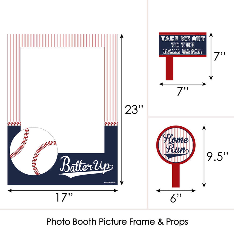 Batter Up - Baseball - Birthday Party or Baby Shower Selfie Photo Booth Picture Frame & Props - Printed on Sturdy Material