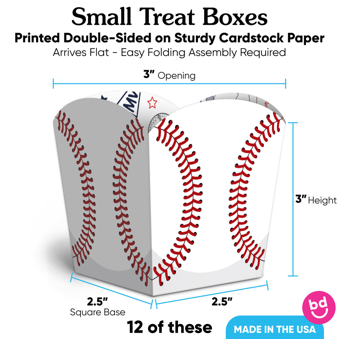 Baseball Treat Boxes - 12 Ct