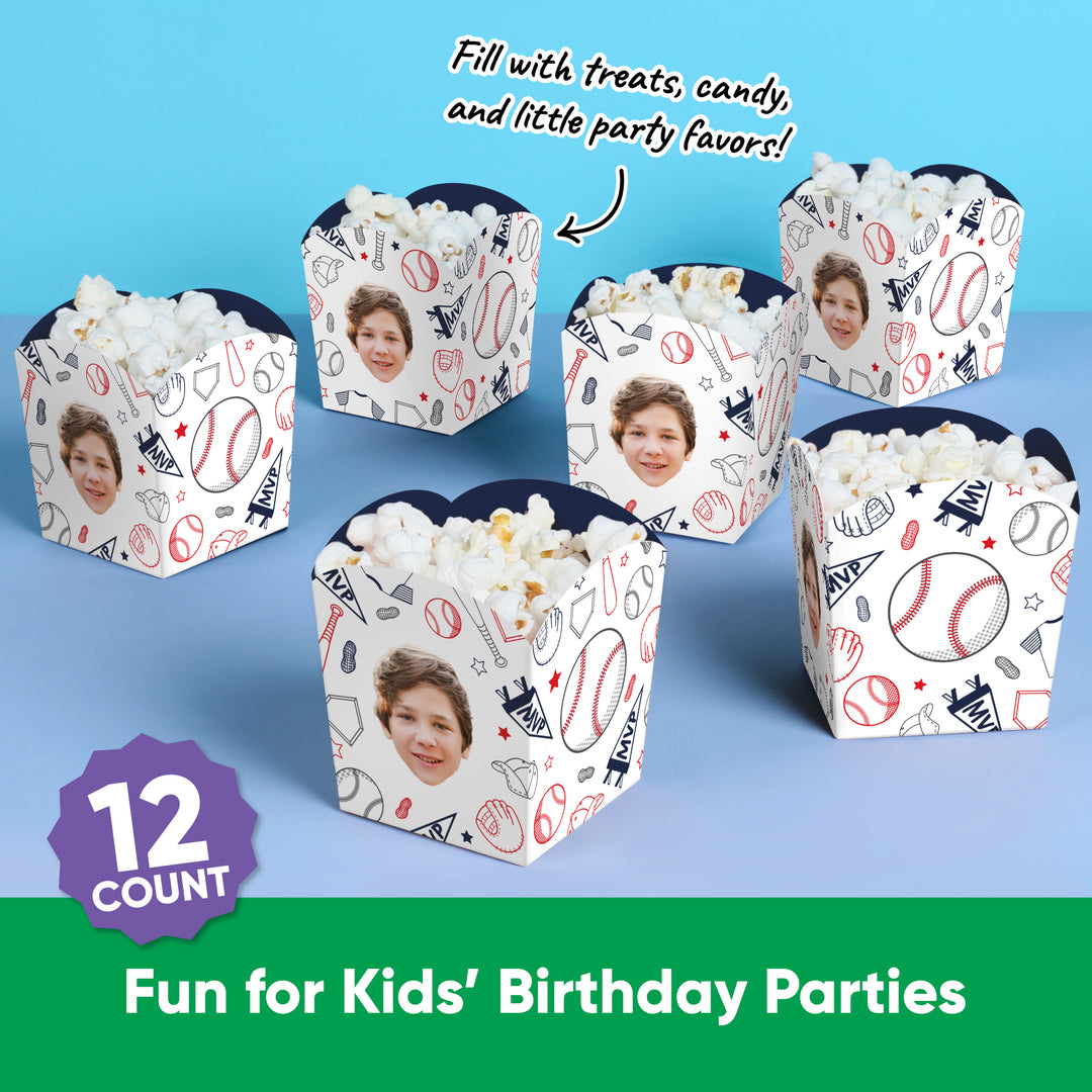 Custom Face Baseball Treat Boxes - 12 Ct