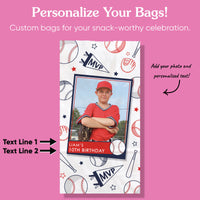 Custom Photo Popcorn Bag - Baseball - 25 Ct