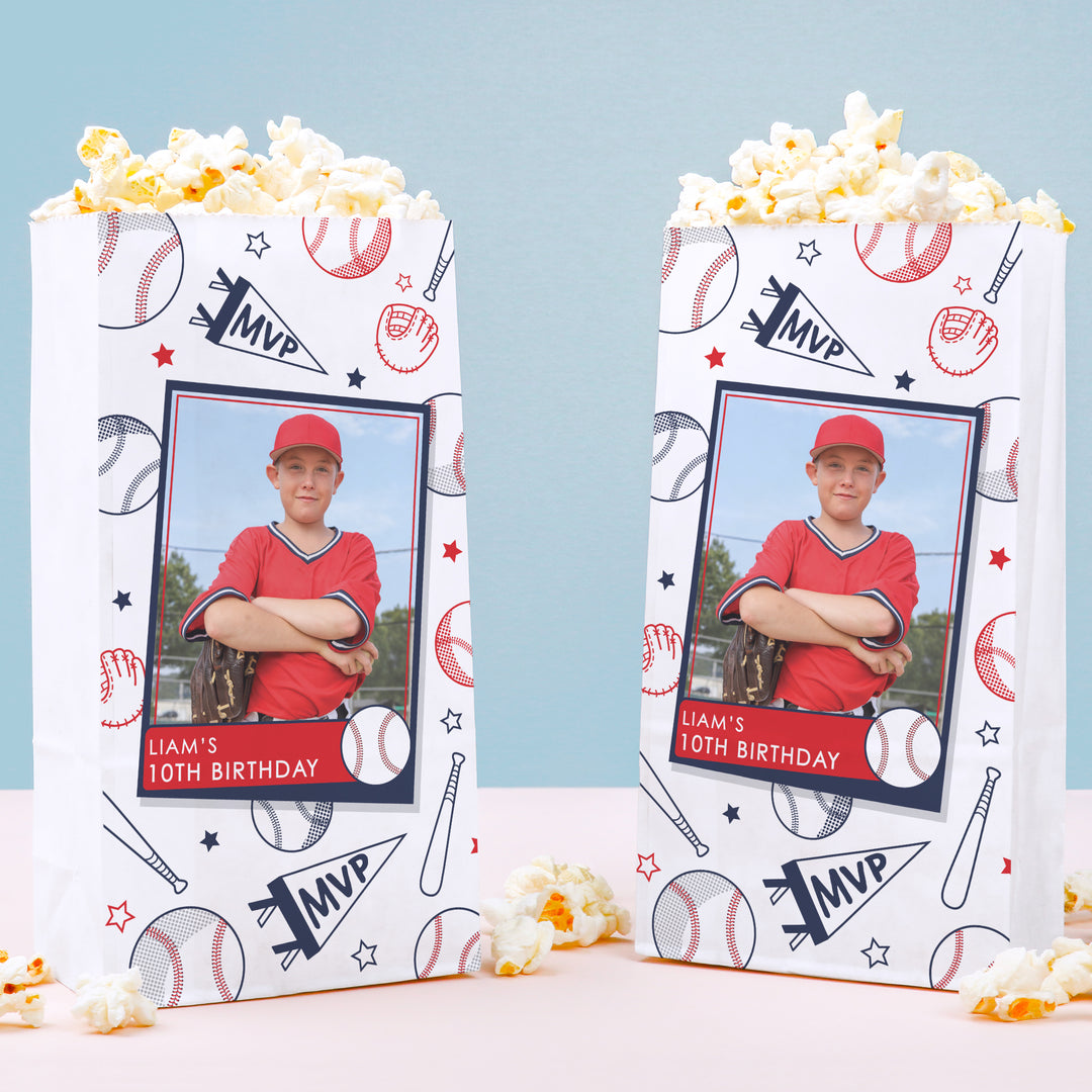 Custom Photo Popcorn Bag - Baseball - 25 Ct