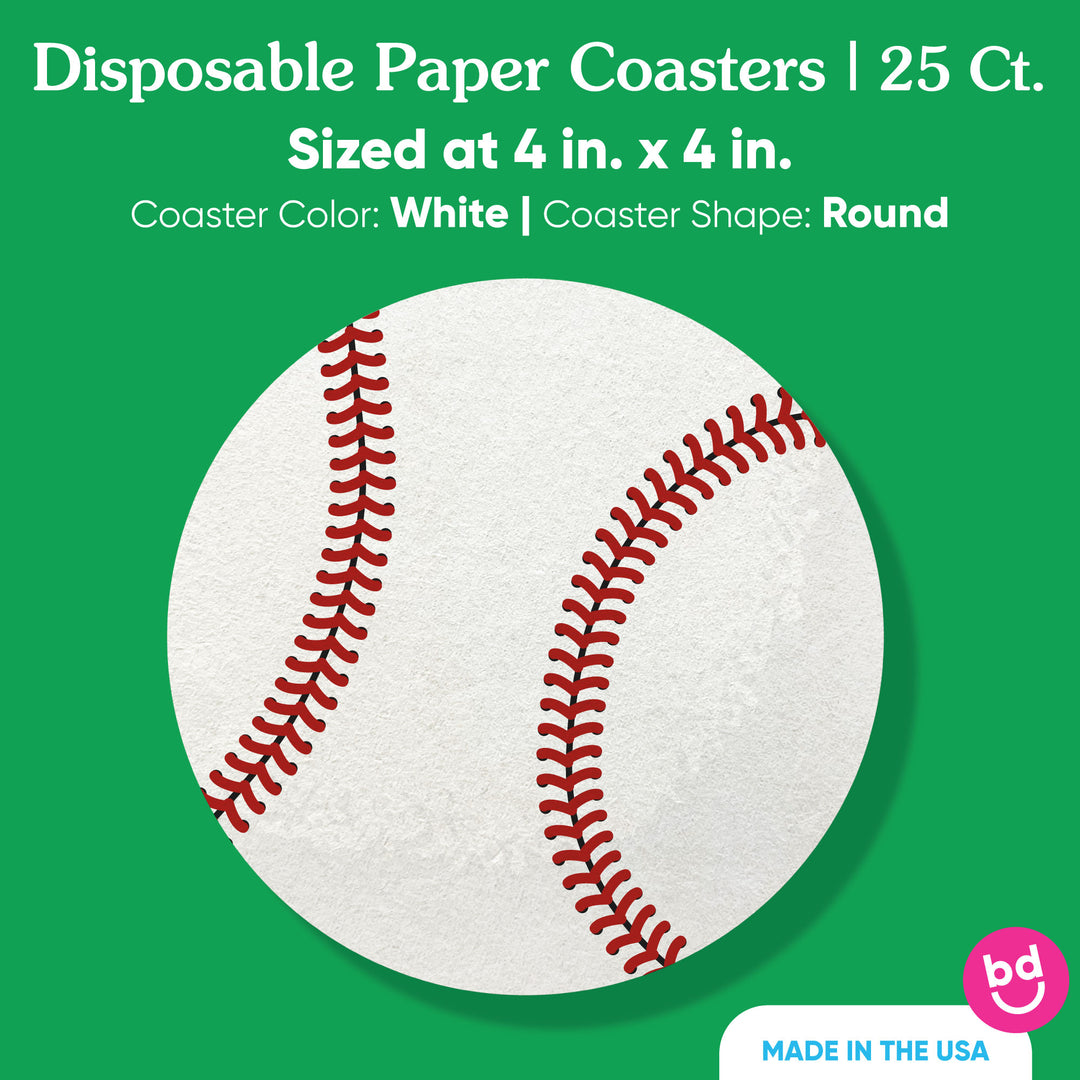 Drink Coasters - Baseball - 25 Ct