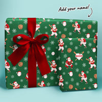 Custom Text Wrapping Paper - Baseball Santa