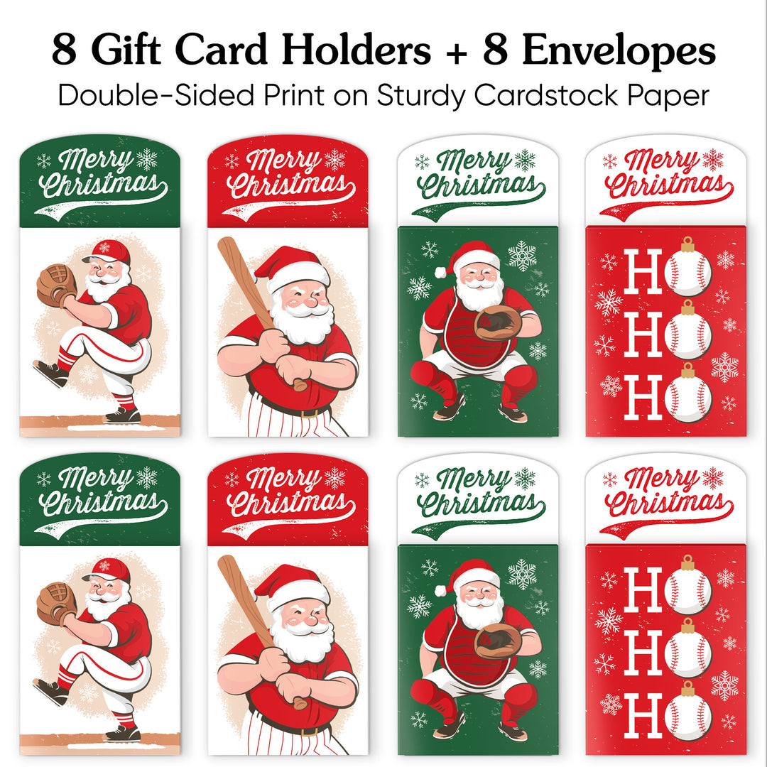Baseball Santa Nifty Gifty Card Holders - 8 Ct