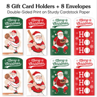 Baseball Santa Nifty Gifty Card Holders - 8 Ct