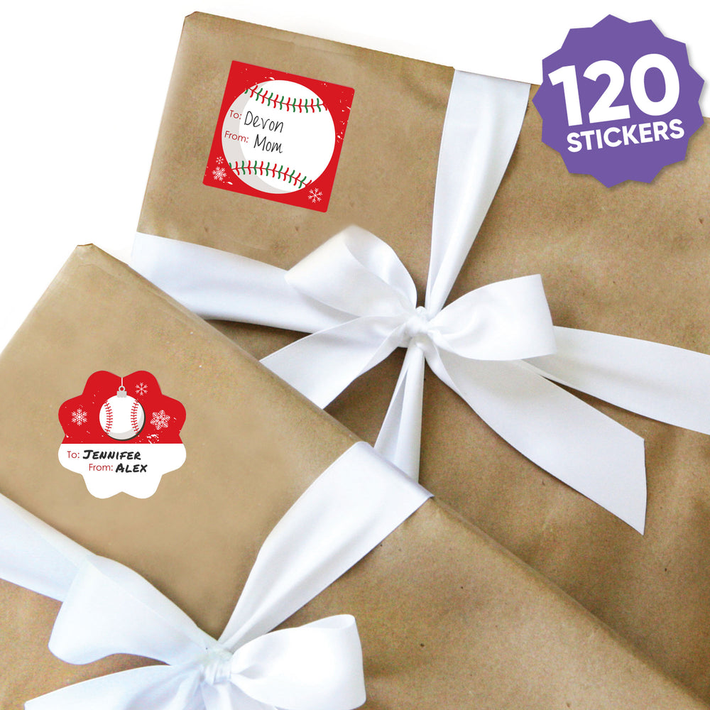Baseball Santa To and From Stickers - 12 Sheets