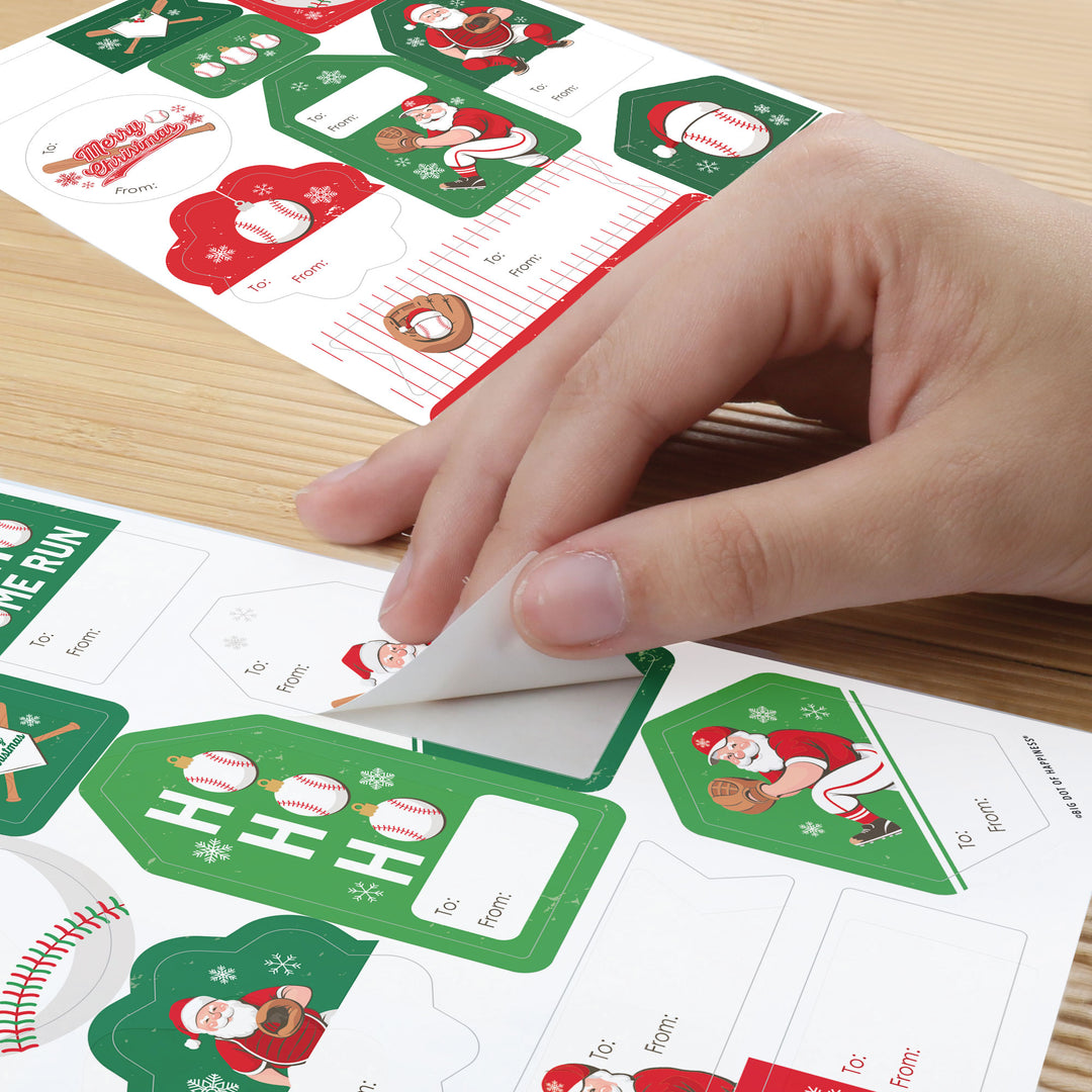 Baseball Santa To and From Stickers - 12 Sheets