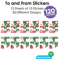 Baseball Santa To and From Stickers - 12 Sheets