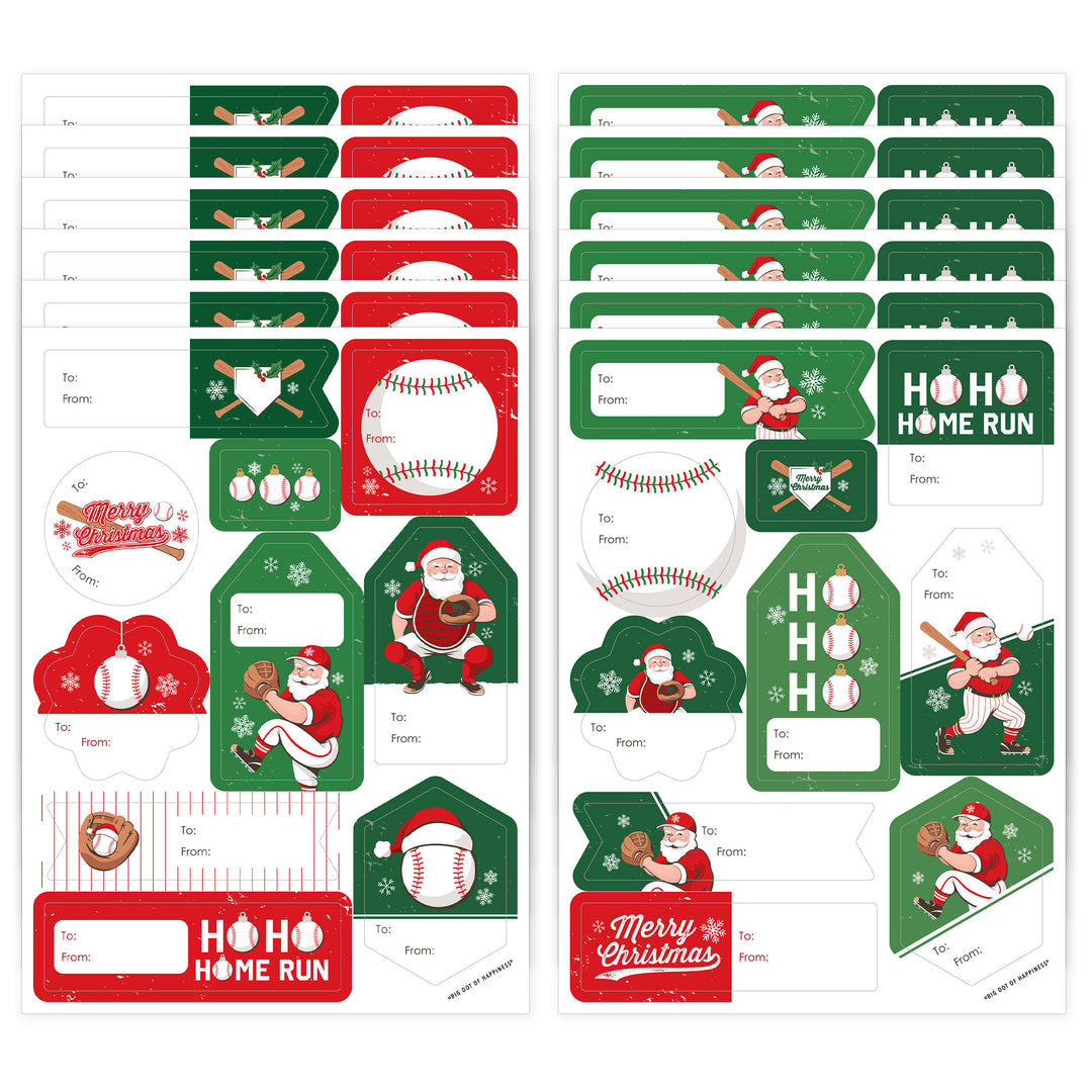 Baseball Santa To and From Stickers - 12 Sheets