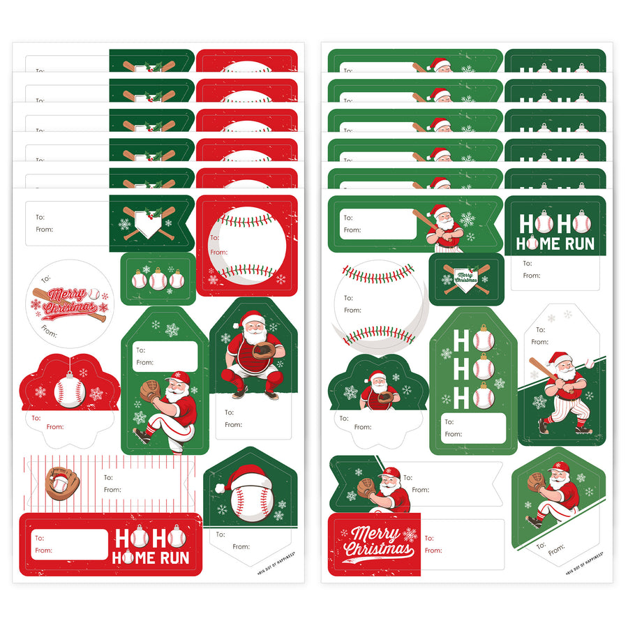 Baseball Santa To and From Stickers - 12 Sheets