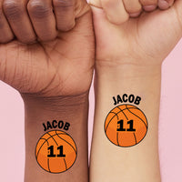 Custom Text Basketball Temporary Tattoos - 12 Ct