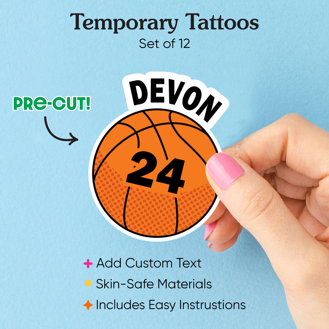 Custom text basketball tattoo