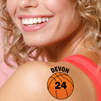 Custom Text Basketball Temporary Tattoos - 12 Ct