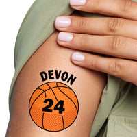 Custom Text Basketball Temporary Tattoos - 12 Ct