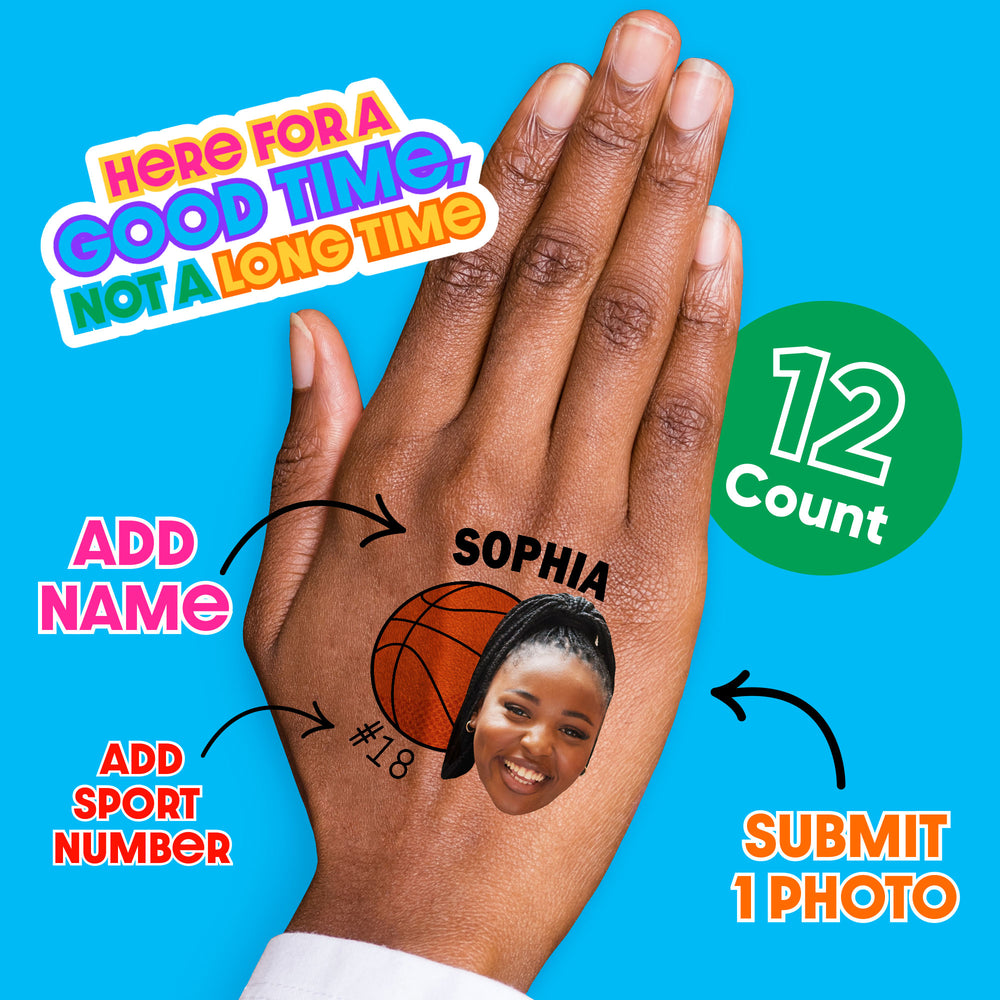 Custom Photo Basketball Temporary Tattoos - 12 Ct