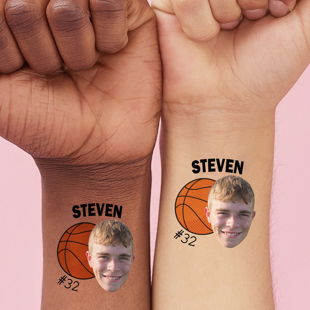 Custom Photo basketball tattoo for game day and team celebrations