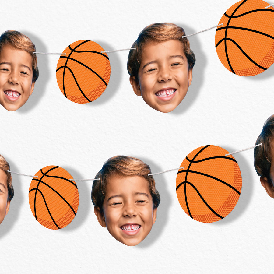 Custom face Party banner with basketball graphics 
