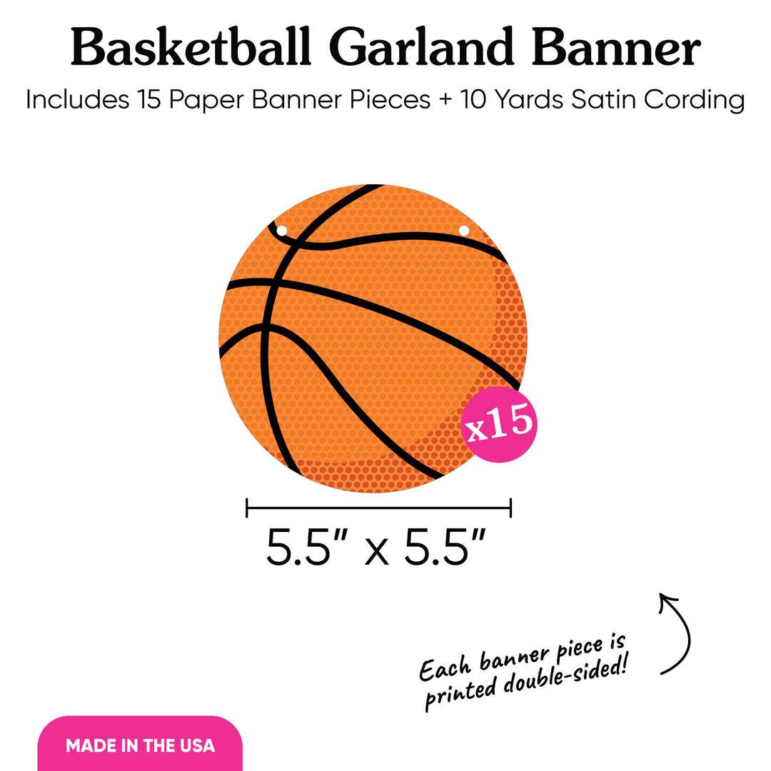 Basketball Garland Banner - 15 Pc