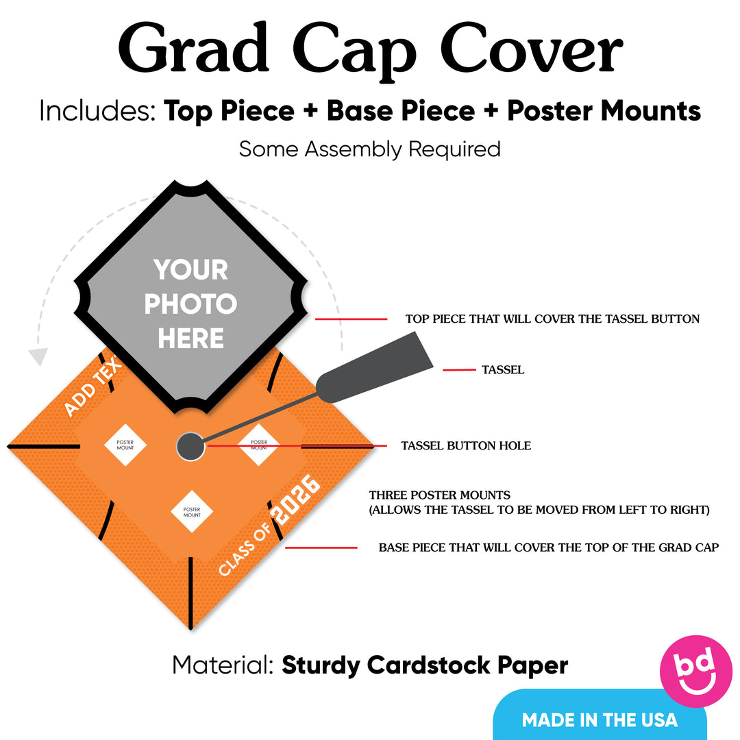 Included pieces for basketball grad cap cover