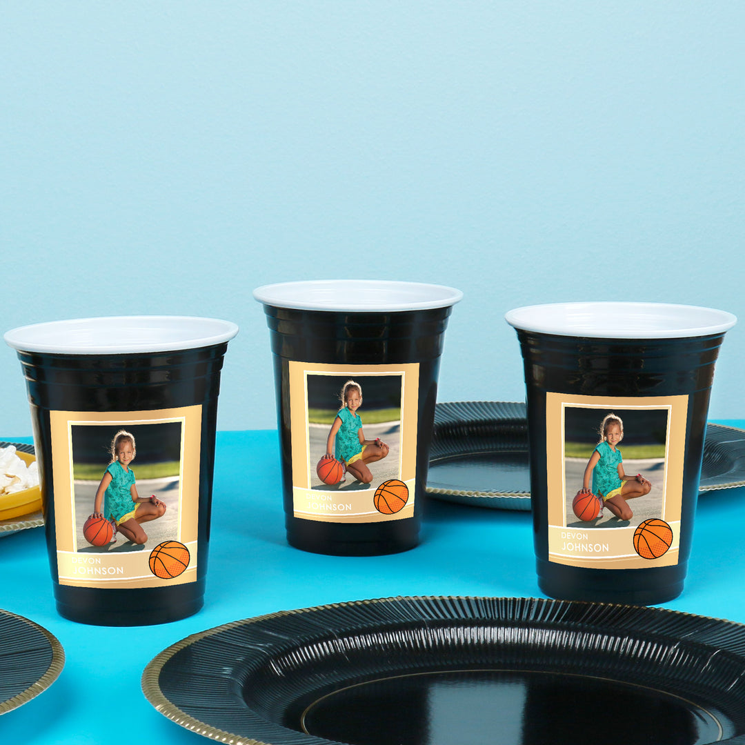 Custom Photo Party Cups - Basketball - 16 Ct