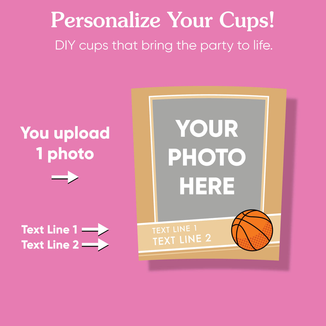Custom Photo Party Cups - Basketball - 16 Ct