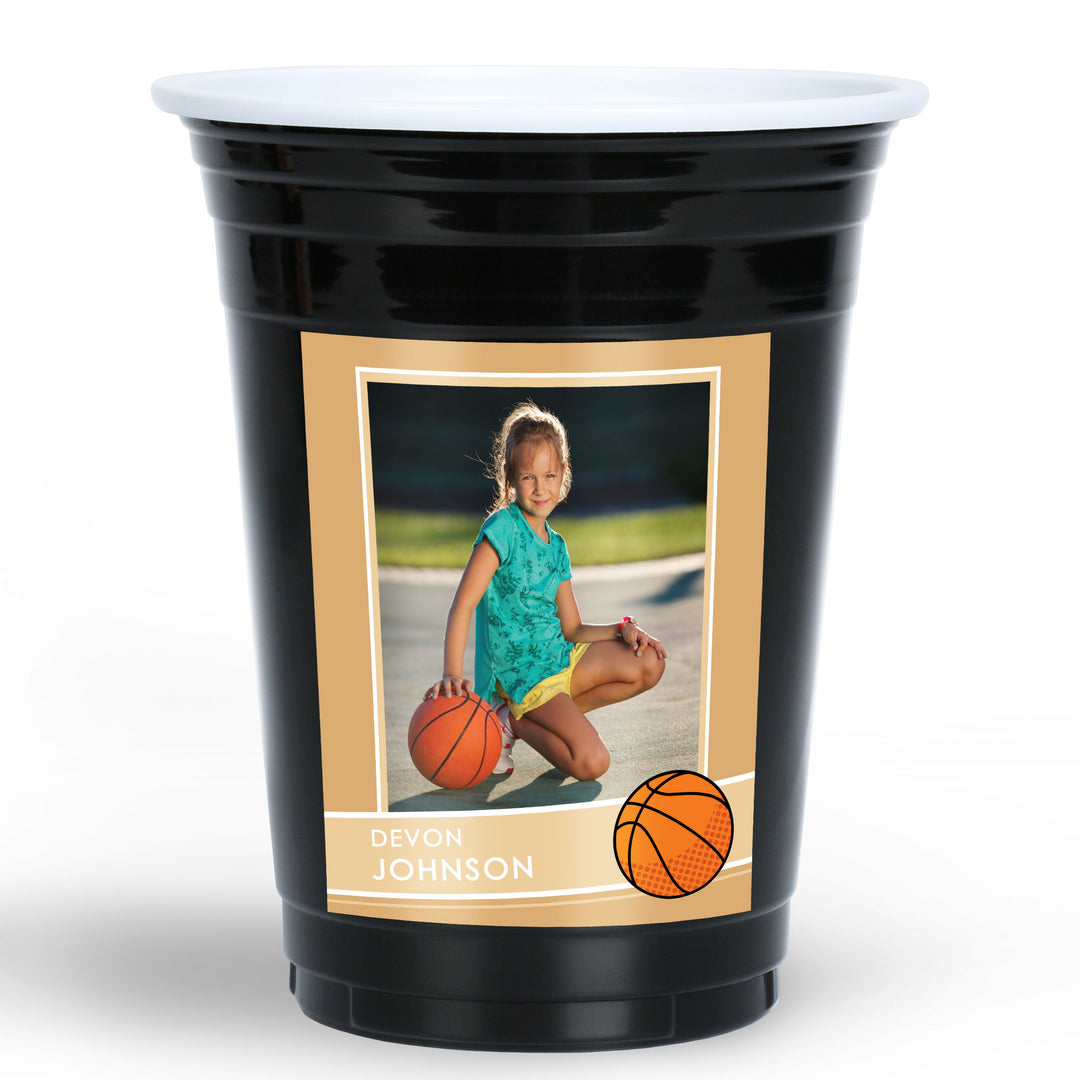 Custom Photo Party Cups - Basketball - 16 Ct