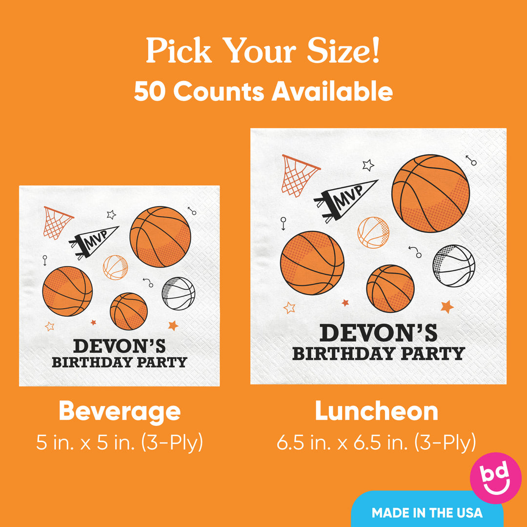 Custom Text Napkins - Basketball