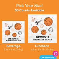 Custom Text Napkins - Basketball