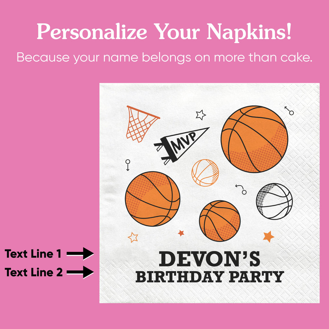 Custom Text Napkins - Basketball