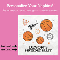 Custom Text Napkins - Basketball