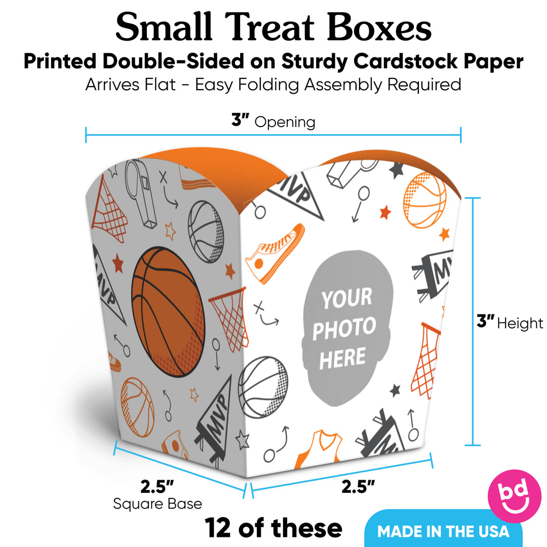 Custom Face Basketball Treat Boxes - 12 Ct
