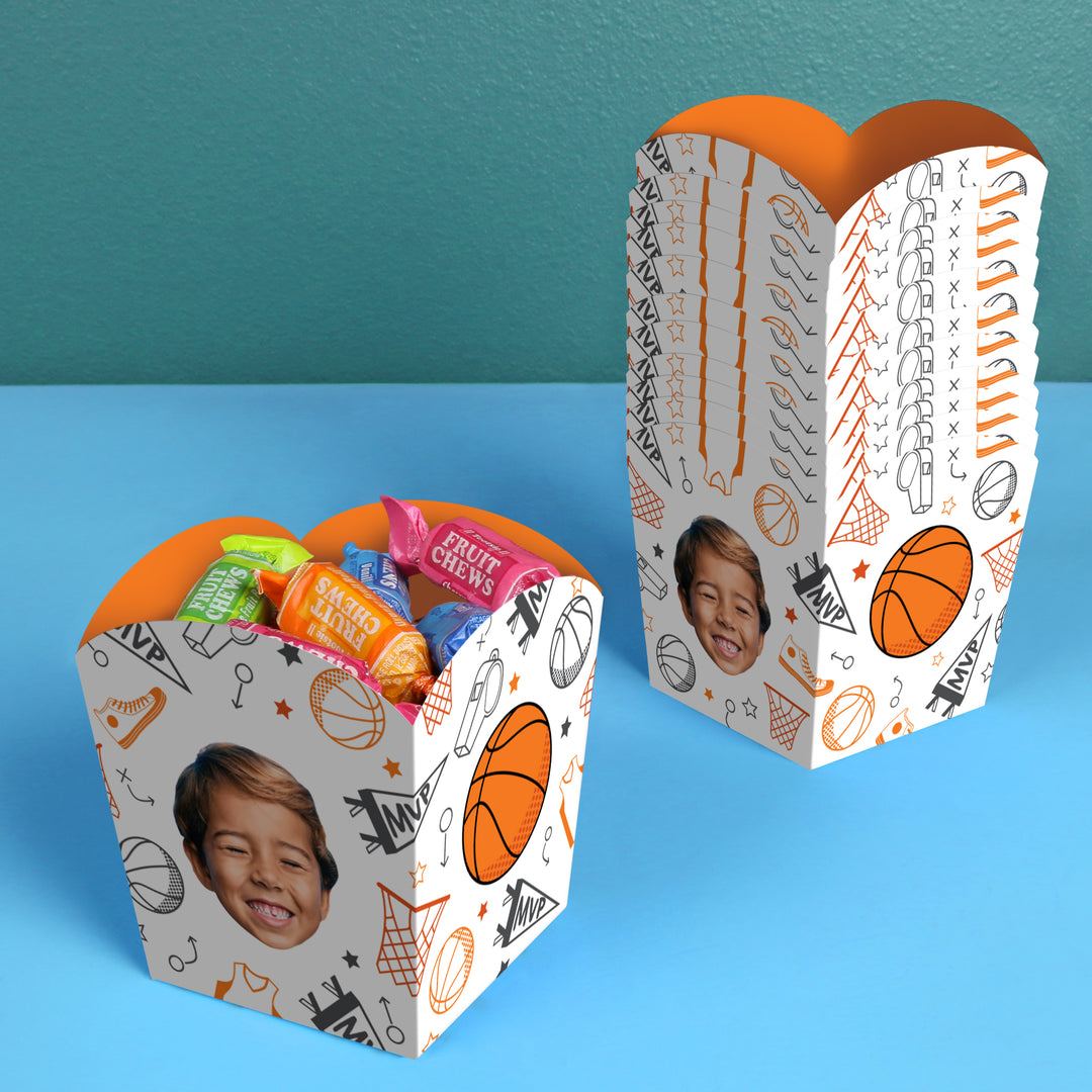 Custom Face Basketball Treat Boxes - 12 Ct