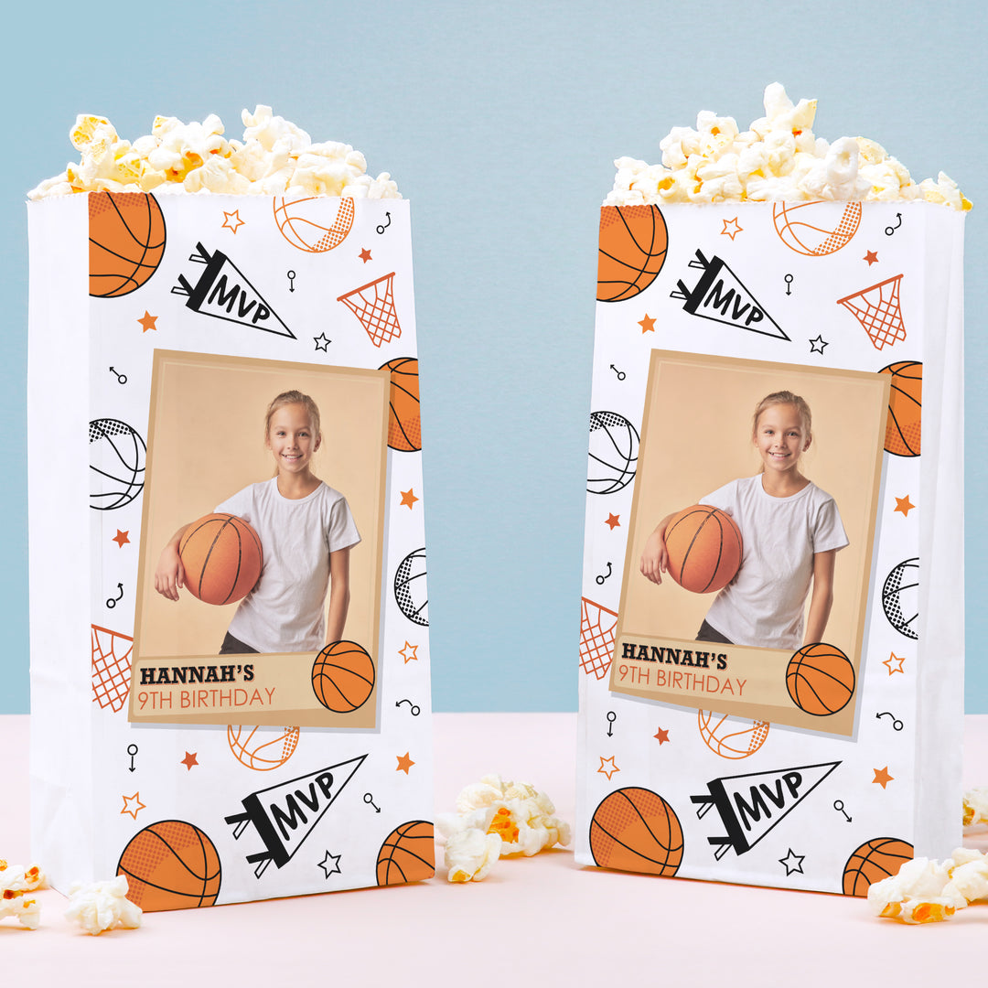 Custom Photo Popcorn Bag - Basketball - 25 Ct
