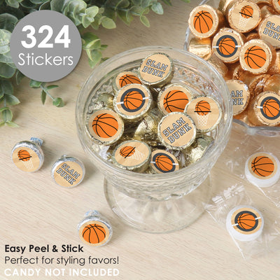 Nothin’ but Net - Basketball - Baby Shower or Birthday Party Small Round Candy Stickers - Party Favor Labels - 324 Count