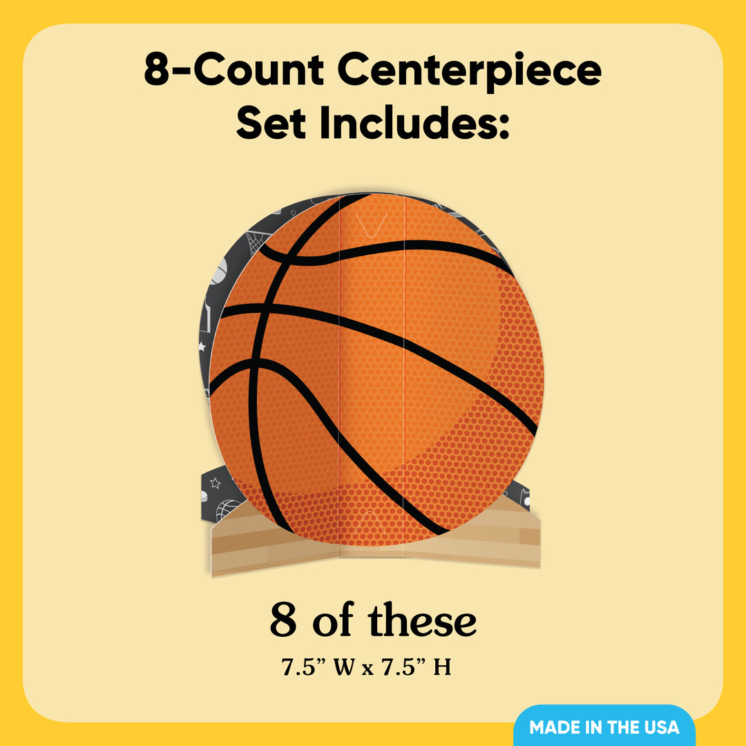 Basketball 3D Centerpieces - 8 Ct