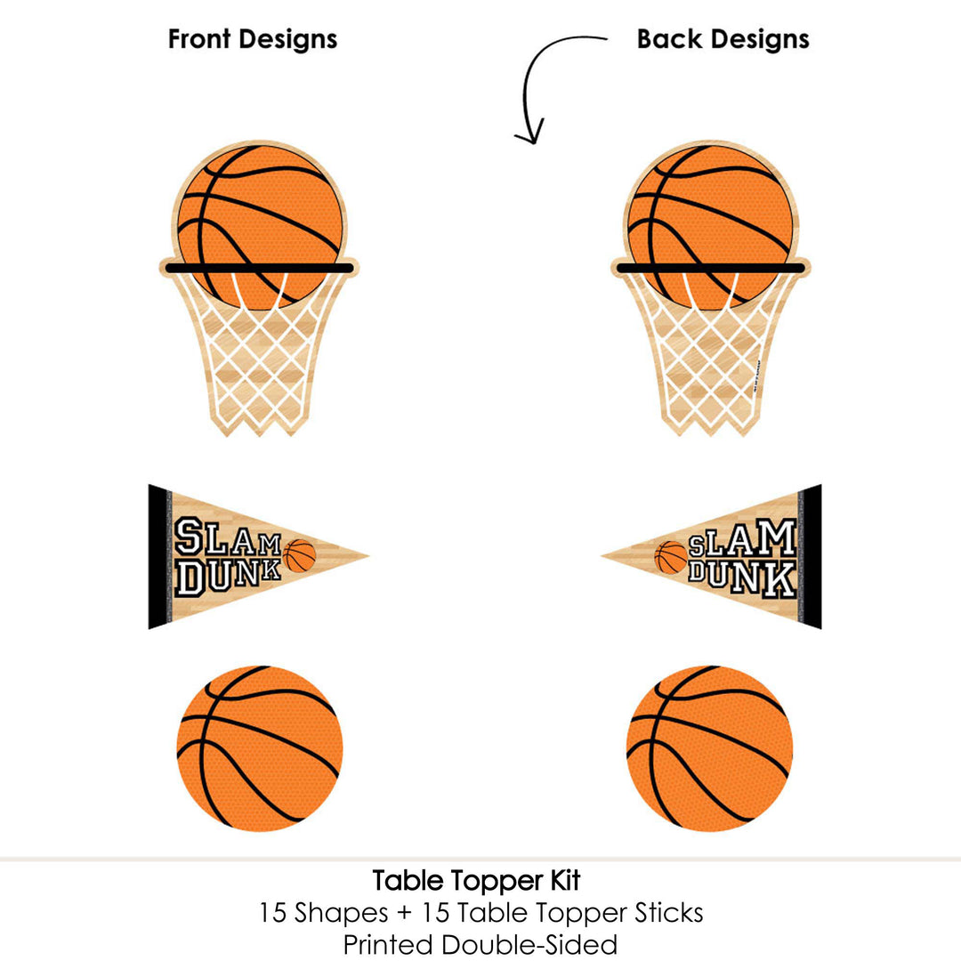Nothin' But Net - Basketball - Baby Shower or Birthday Party Centerpiece Sticks - Table Toppers - Set of 15